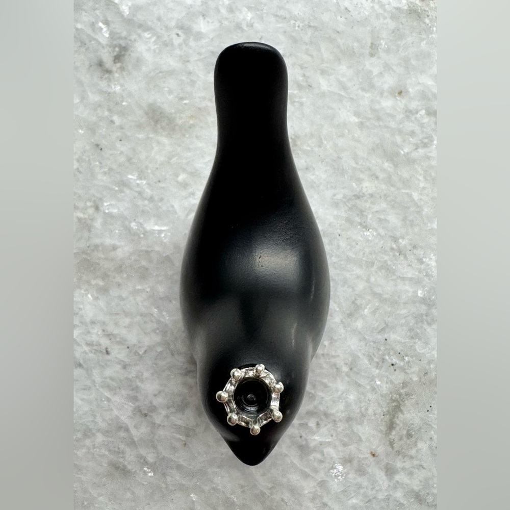 New Small Sleek Black Resin Bird w/ Silver Tone Crown Decor Figurine - 3” - Picture 4 of 5